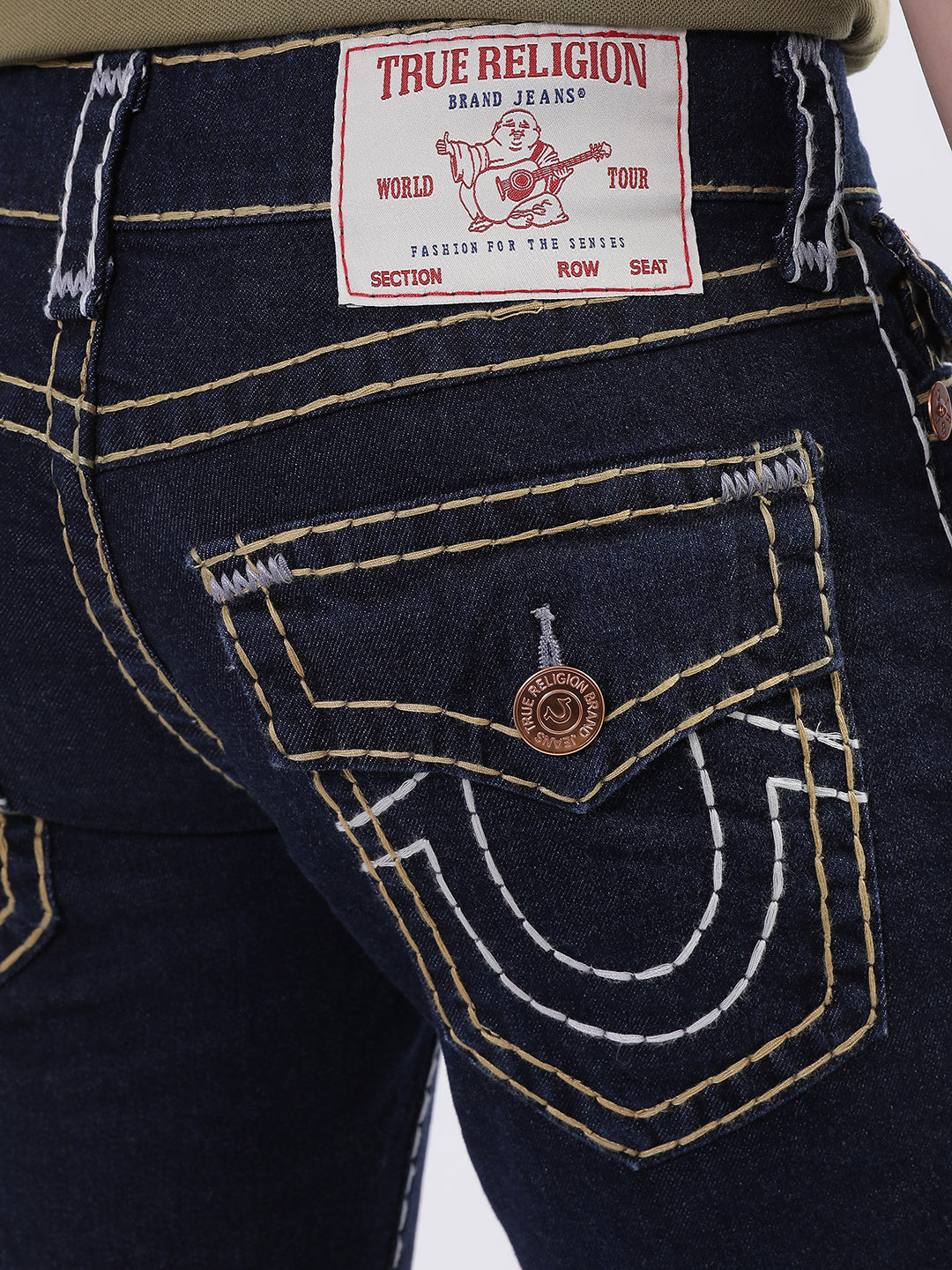 True Religion Men Blue Solid Straight Fit Jeans