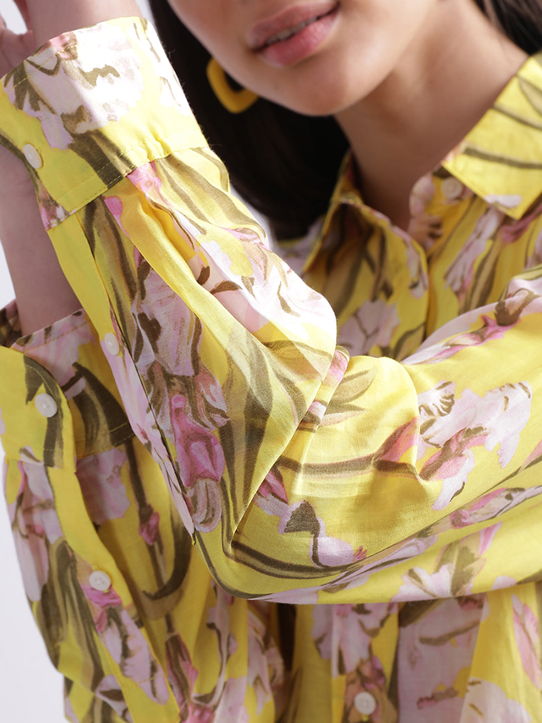 Gant Canary Yellow Floral Print Regular Fit Shirt