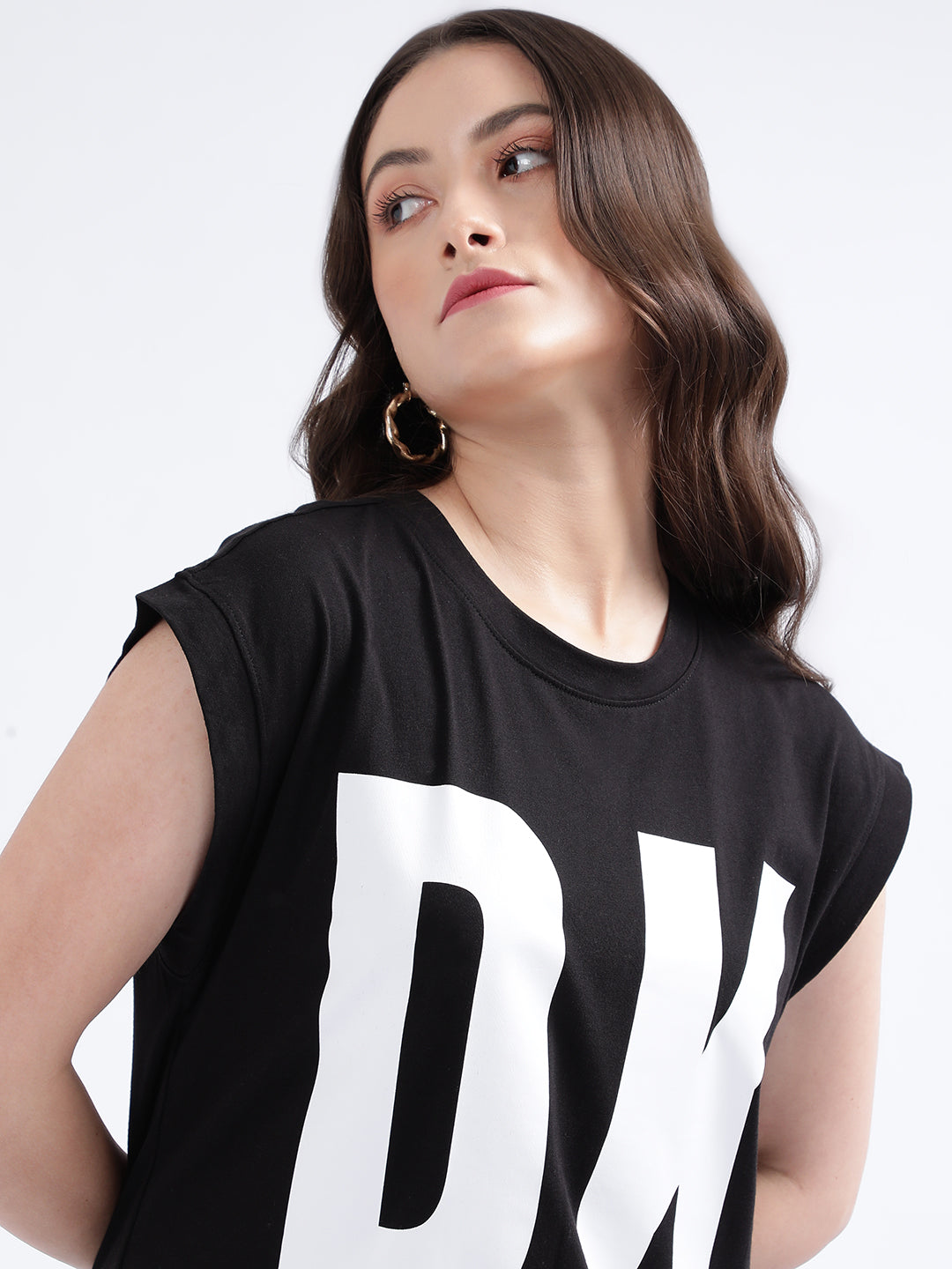 Dkny Black Fashion Logo Regular Fit T-Shirt