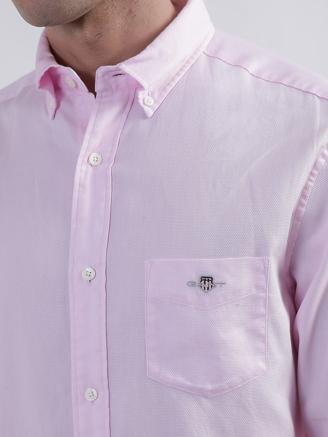 Gant Pink Honeycomb Weave Regular Fit Shirt