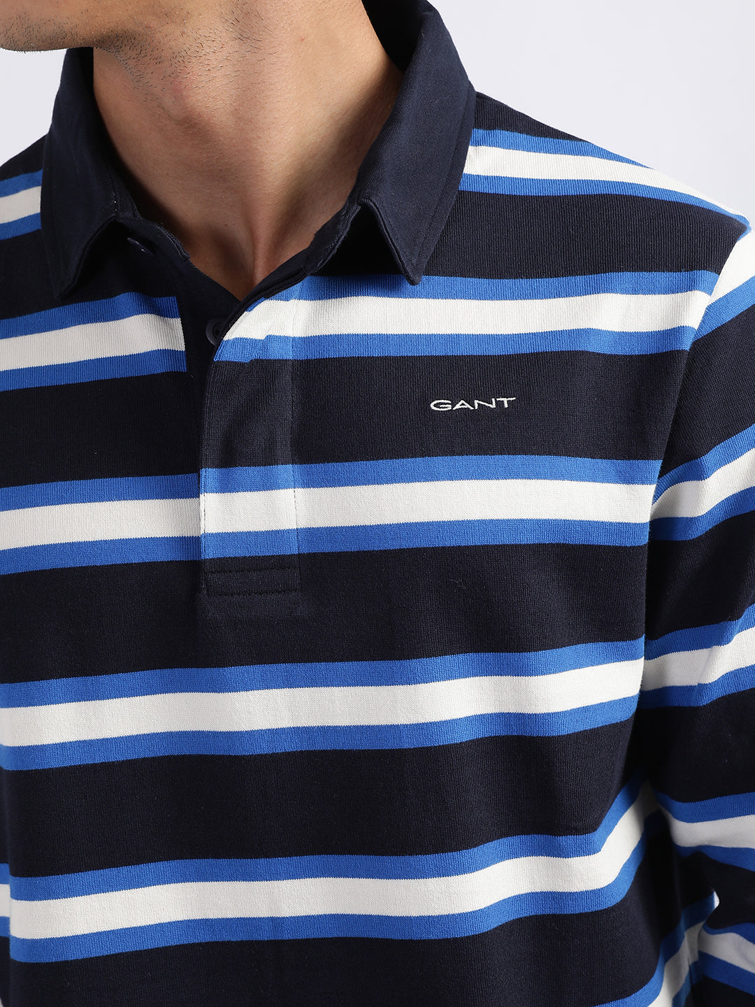 Gant Blue Striped Regular Fit Polo T-Shirt