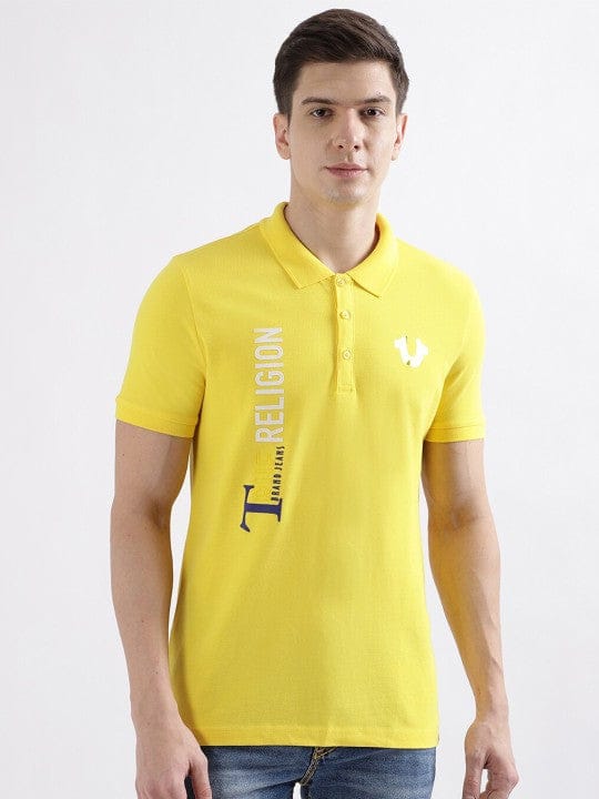 True Religion Men Yellow Polo Tshirt