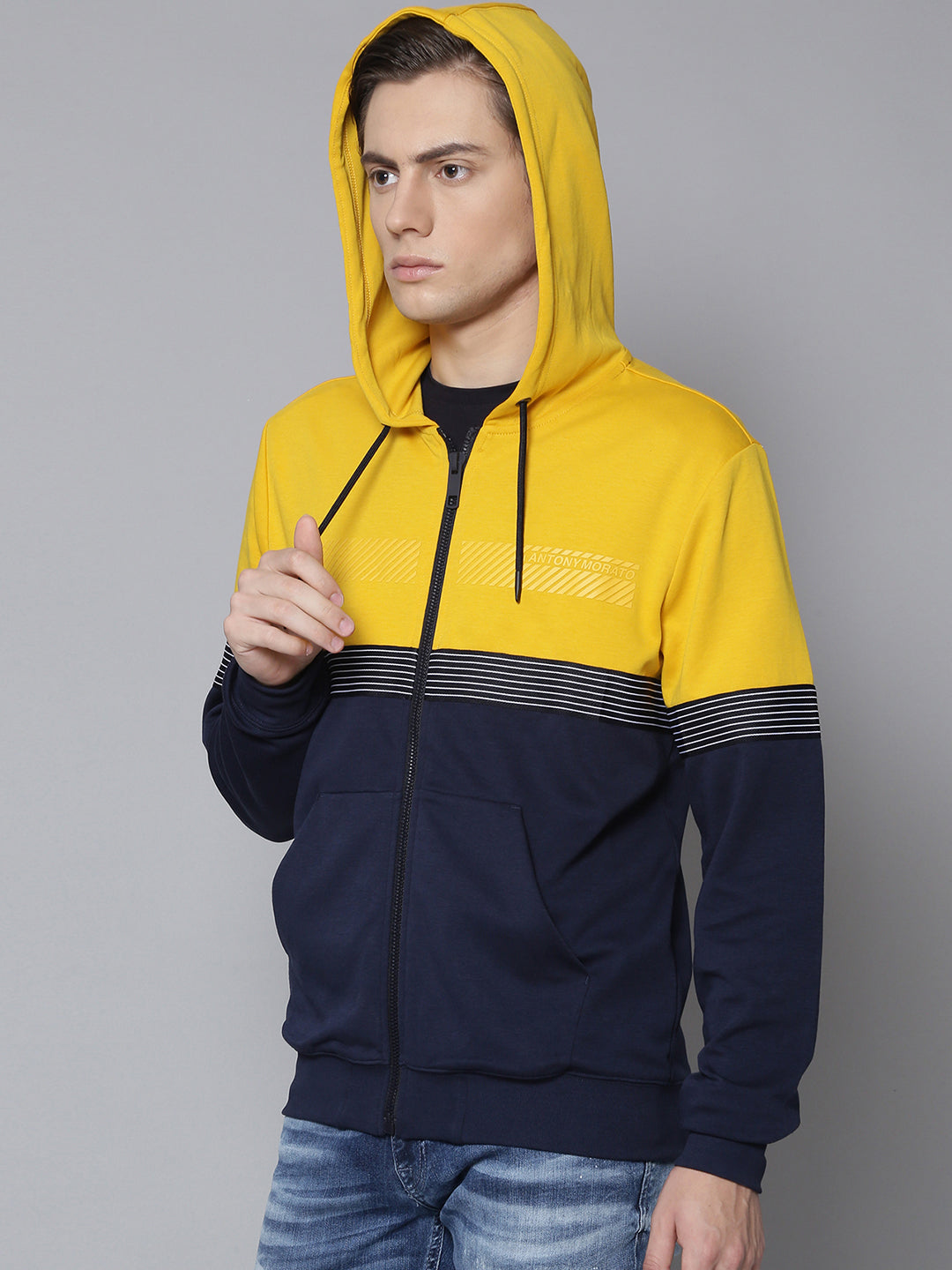 Antony Morato Men Yellow Solid Hooded Sweatshirt
