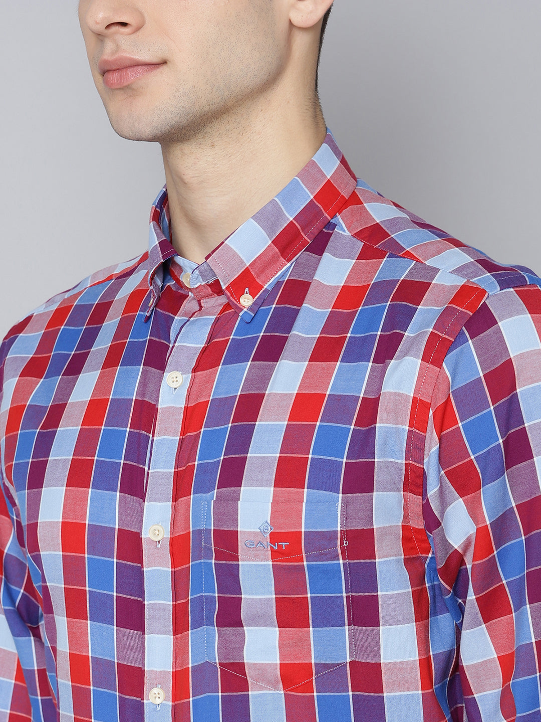 Gant Men Red Checked Collar Shirt