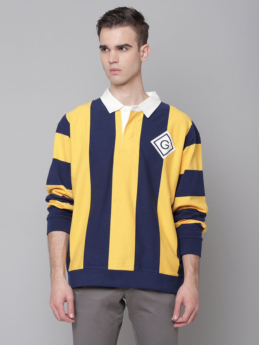 Gant Men Yellow Striped Polo TShirt