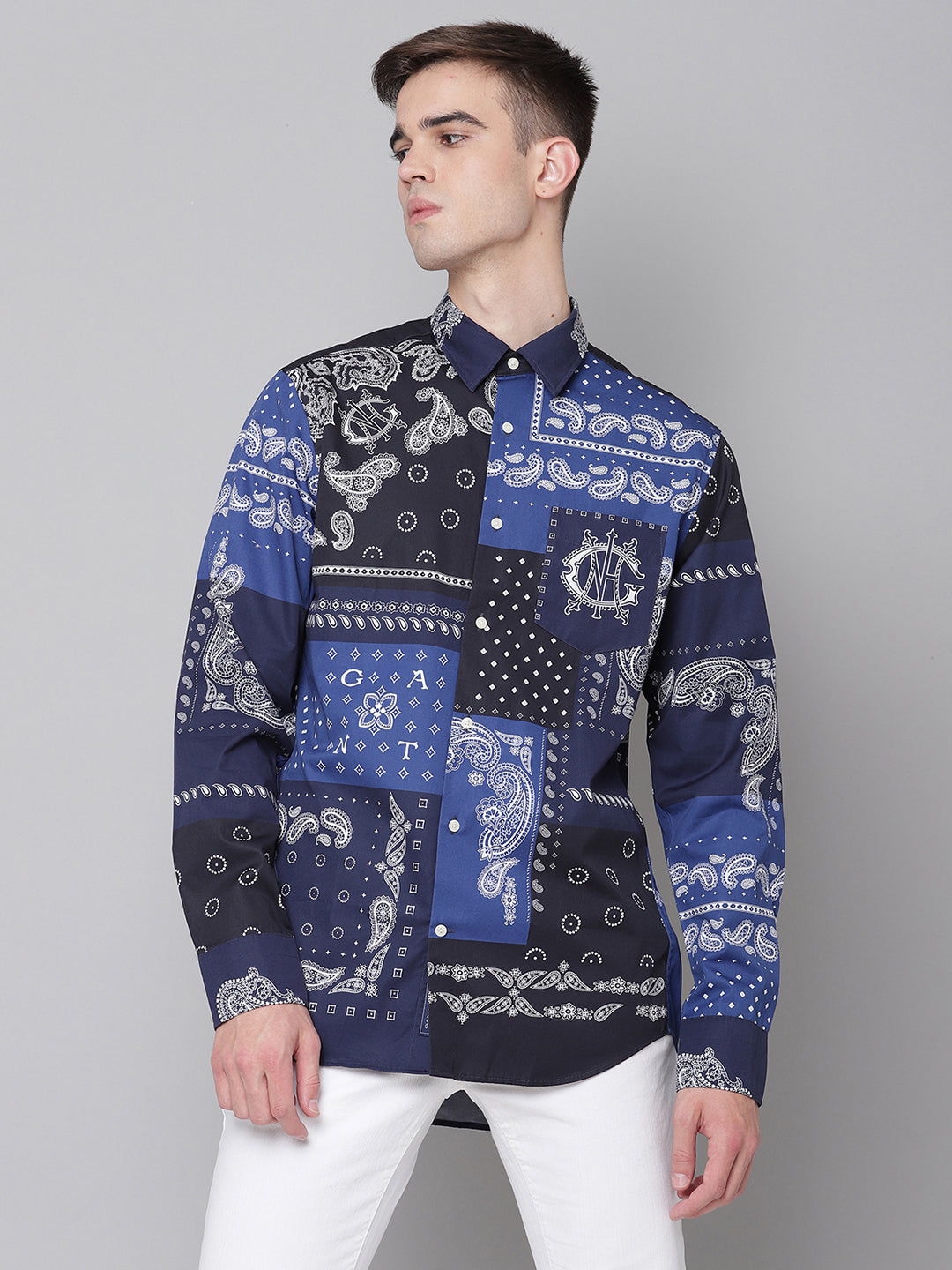 Gant Blue Printed Regular Fit Shirt