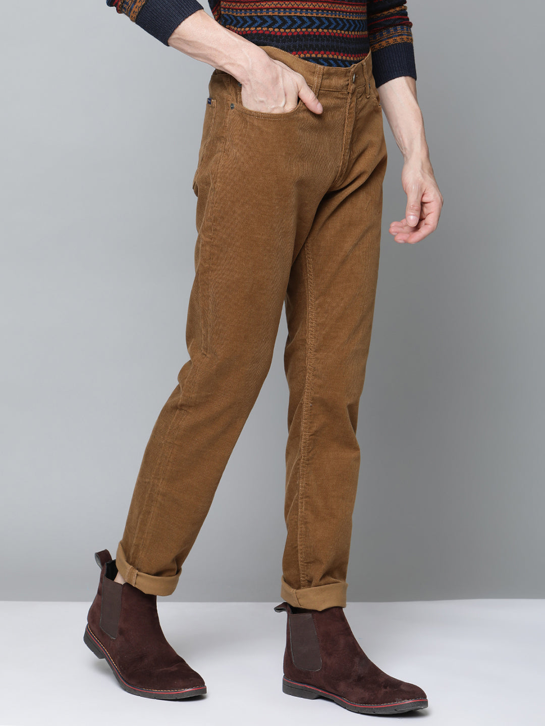 Gant Men Orange Solid Slim Fit Trouser