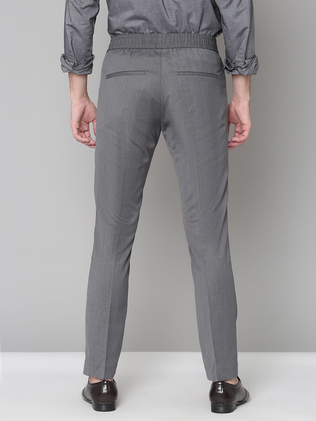 Gant Men Grey Solid Slim Fit Trouser