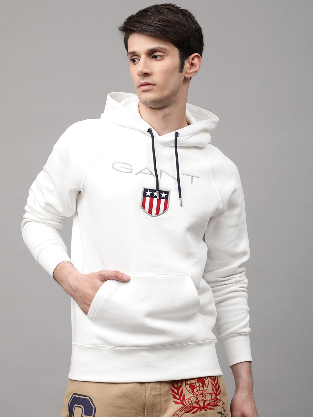 Mens Hoodies Gant Stripe Hoodie Shop Gant Men White Printed Hooded