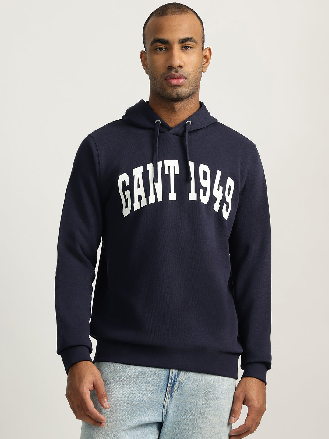 Gant Men Blue Solid Hooded Sweatshirt