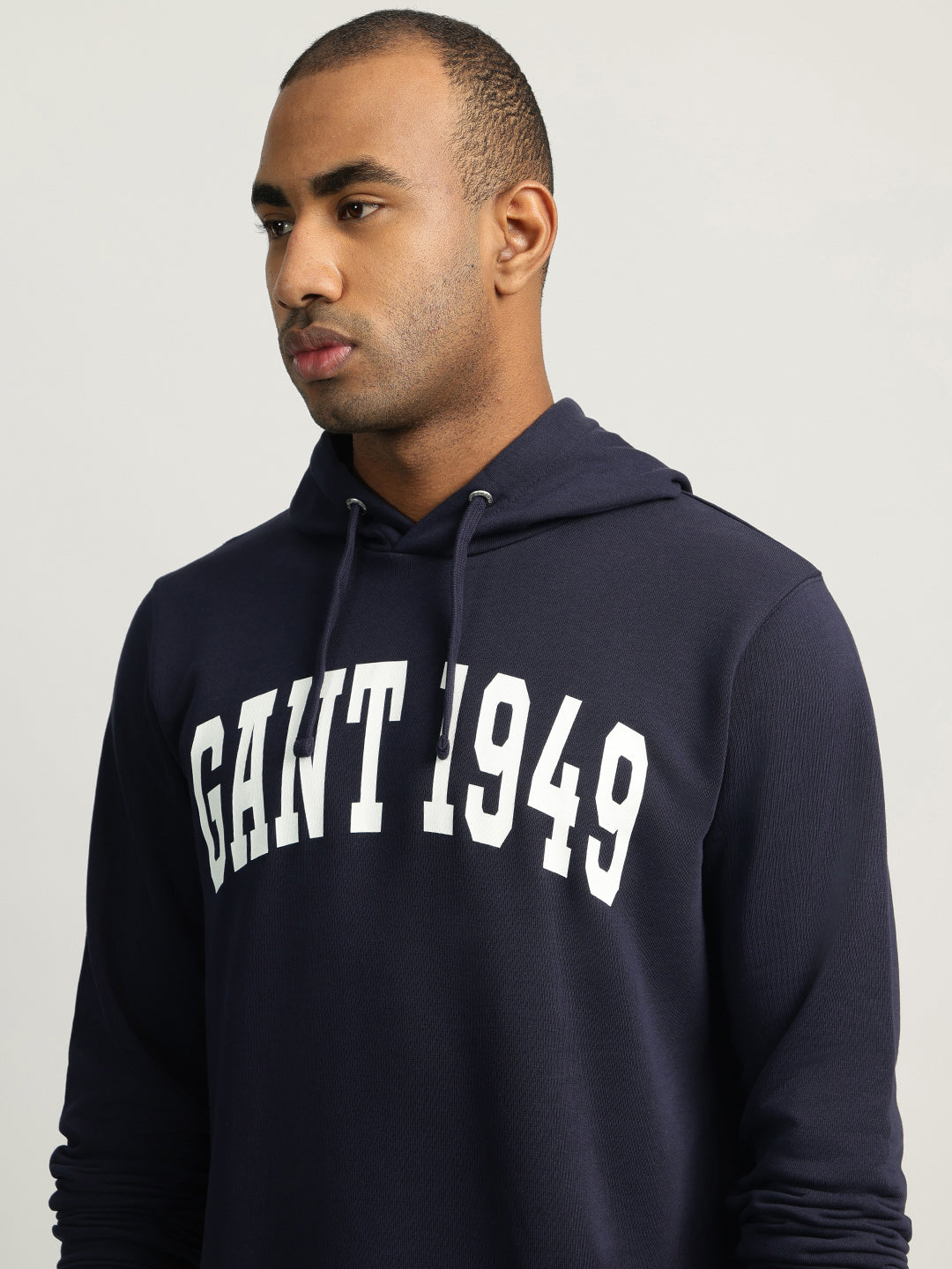 Gant Men Blue Solid Hooded Sweatshirt