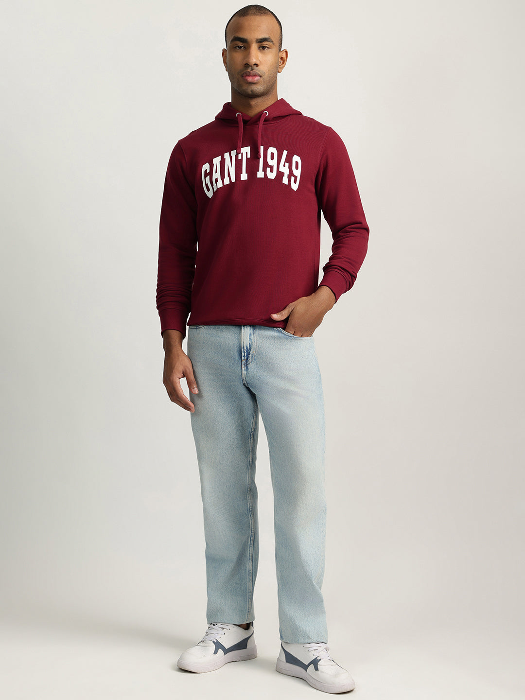 Gant Men Red Solid Hooded Sweatshirt