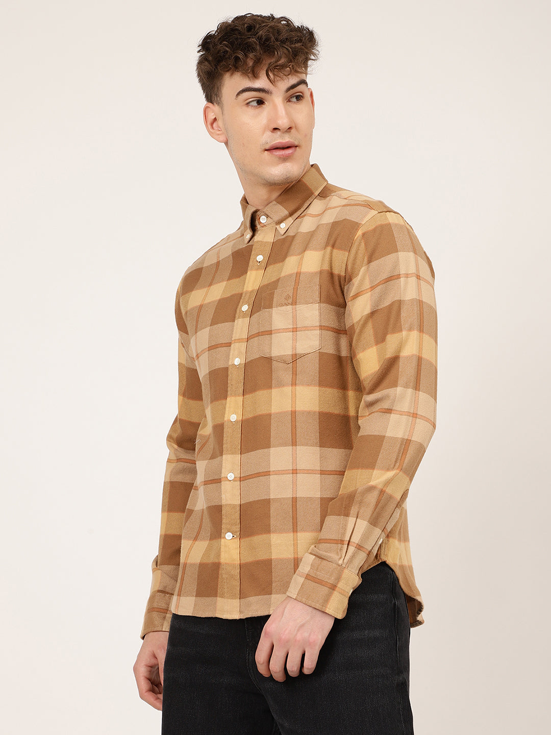 Gant Brown Checked Regular Fit Shirt