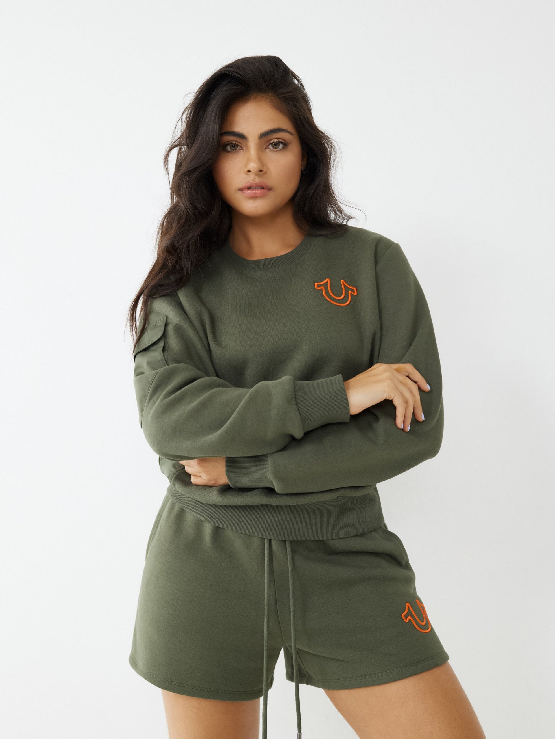 True Religion Women Green Regular Fit Sweatshirt