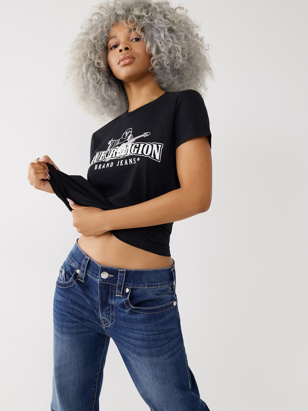 True Religion Black Logo Regular Fit T-Shirt