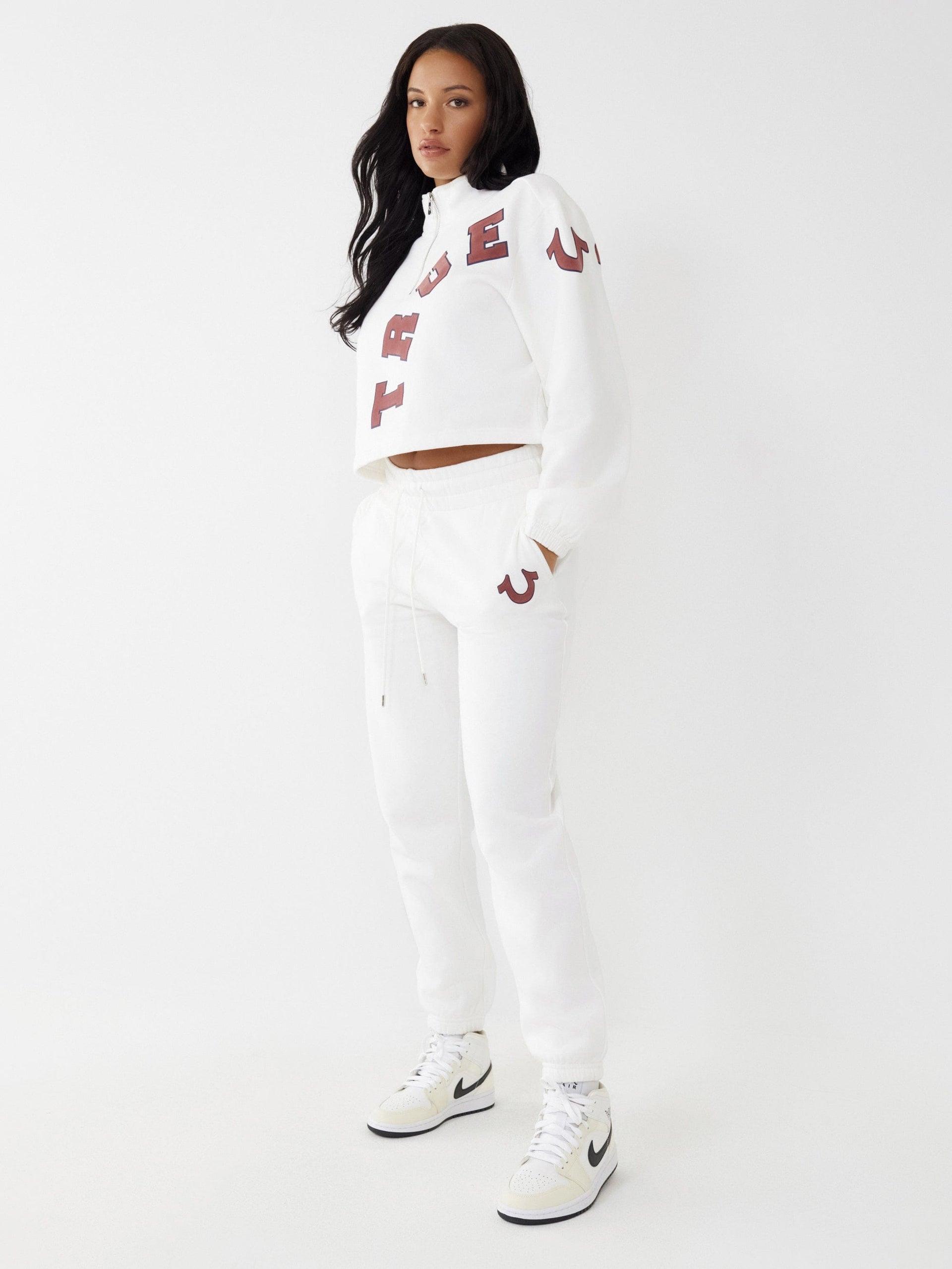 True Religion Women Solid Stand Collar Sweatshirt