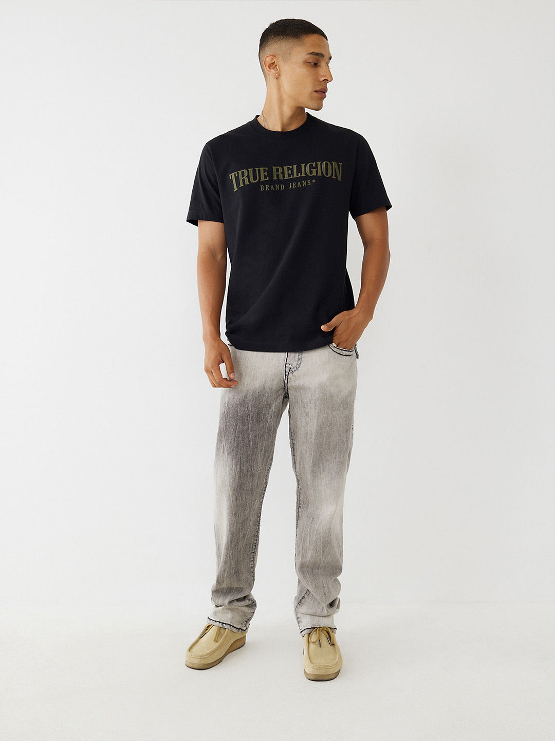 True Religion Men Black Solid Straight Fit Jeans