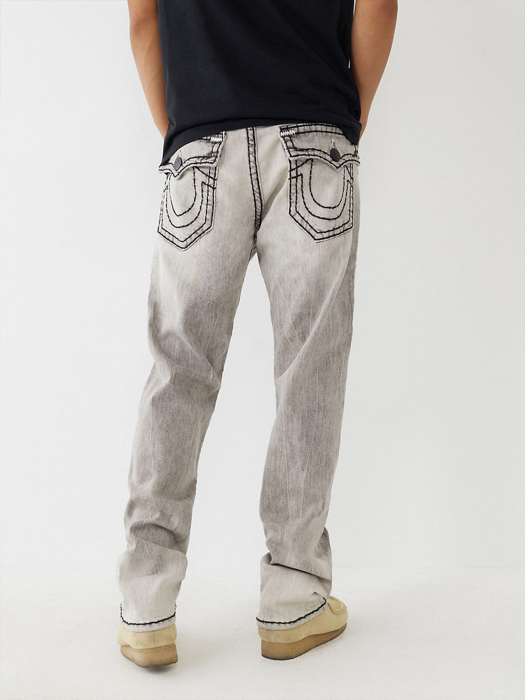 True Religion Men Black Solid Straight Fit Jeans