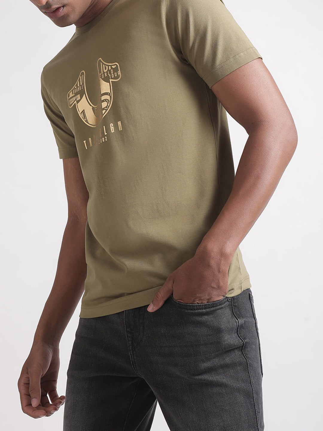 Shop True Religion Olive Logo Regular Fit T-Shirt Online
