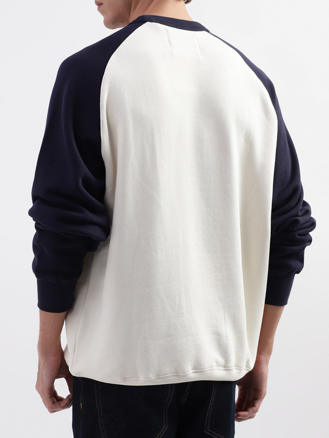 Gant Men Cream Colour Blocked Round Neck Sweatshirt