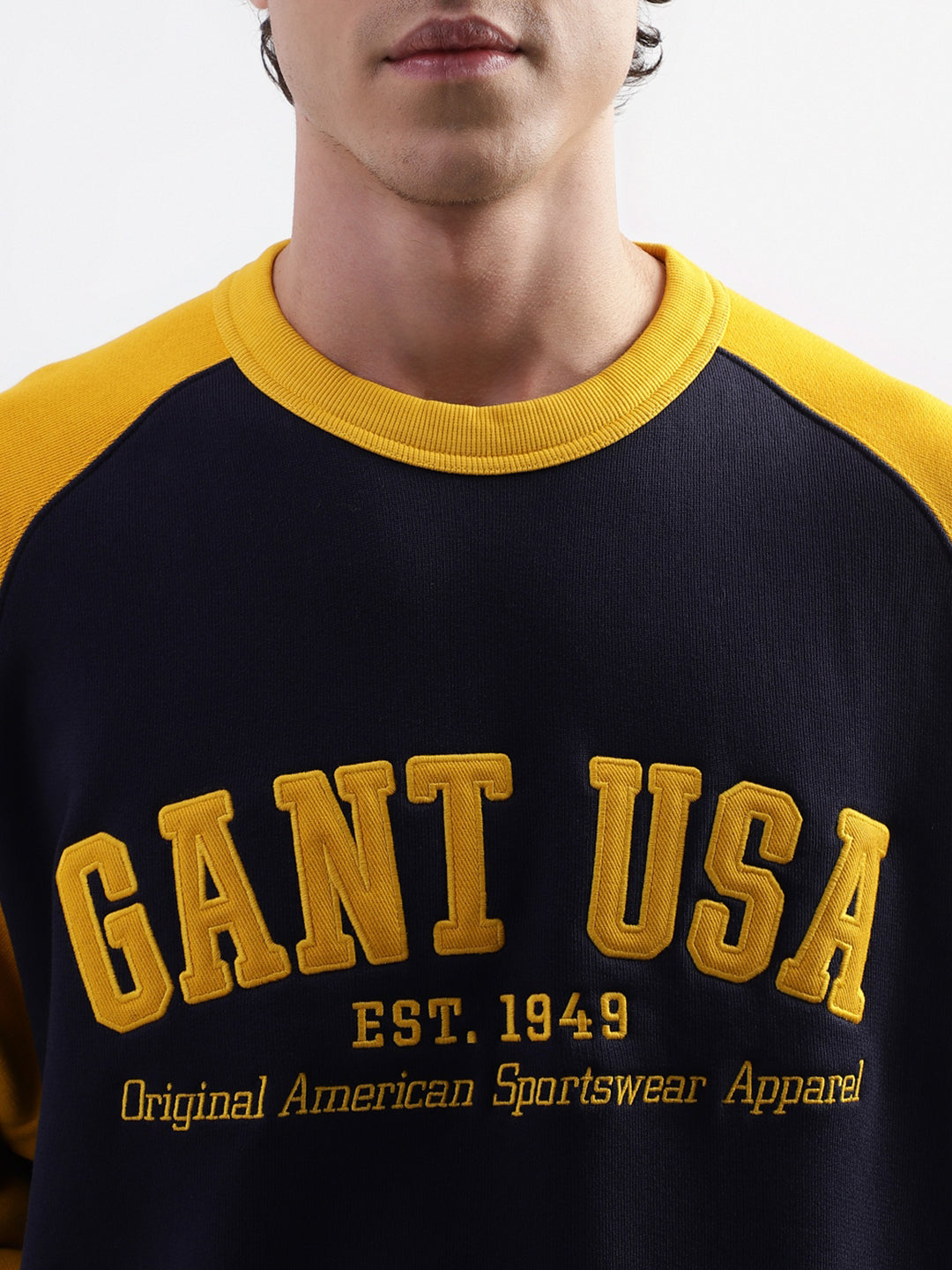 Gant Men Blue Colour Blocked Round Neck Sweatshirt