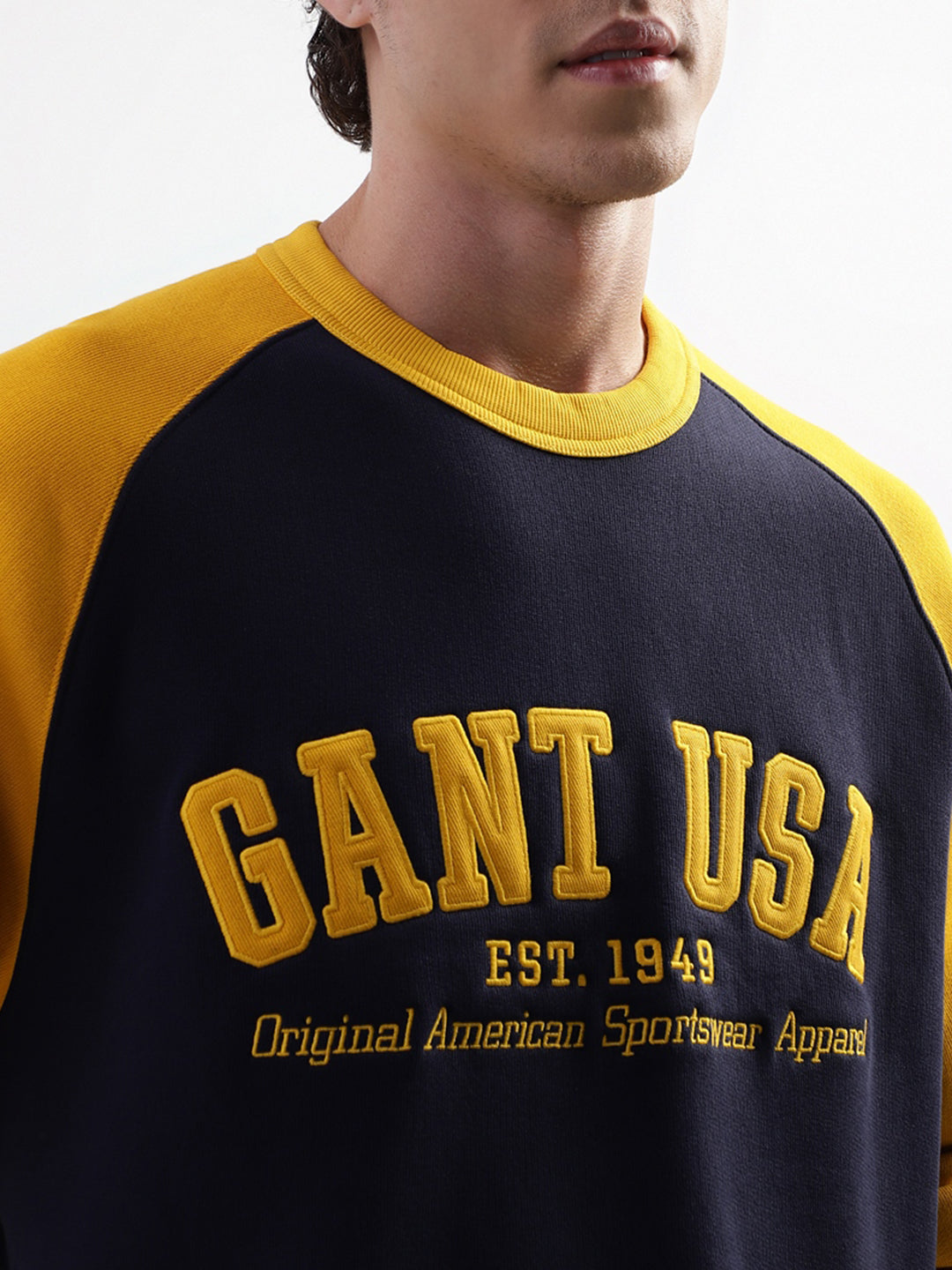 Gant Men Blue Colour Blocked Round Neck Sweatshirt