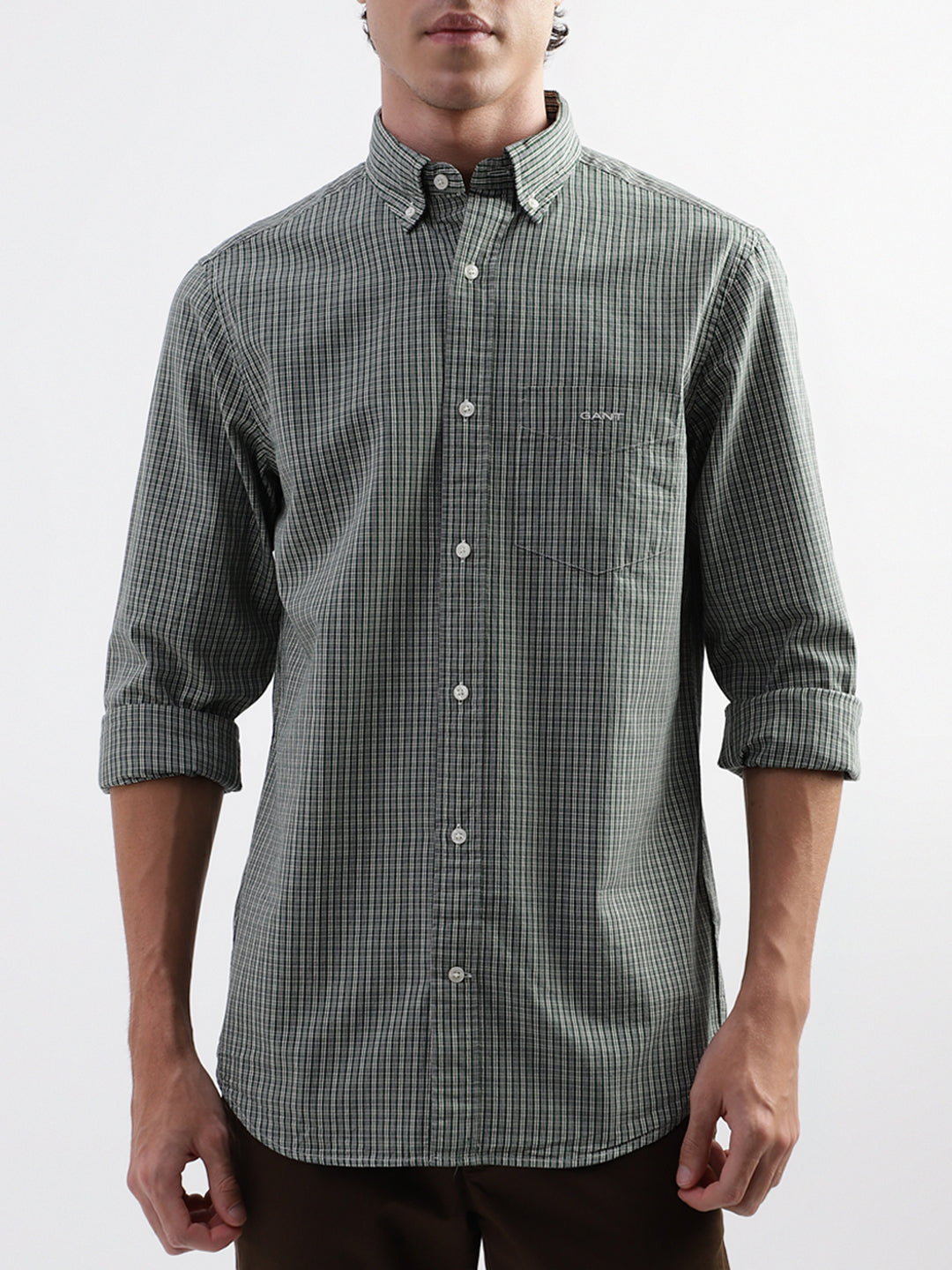 Gant Green Checked Regular Fit Shirt