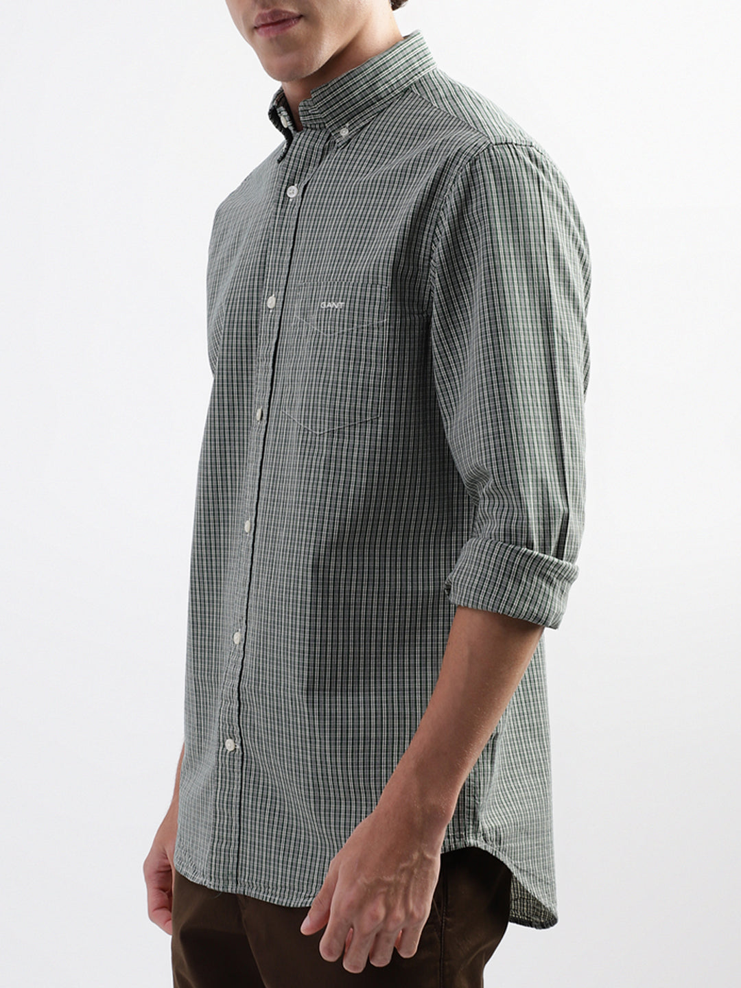 Gant Green Checked Regular Fit Shirt