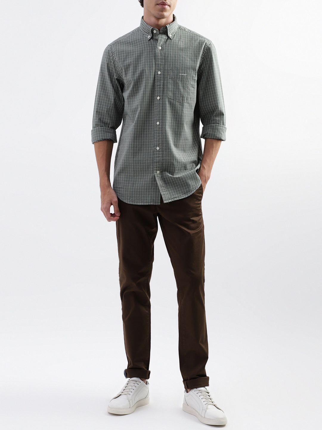 Gant Green Checked Regular Fit Shirt