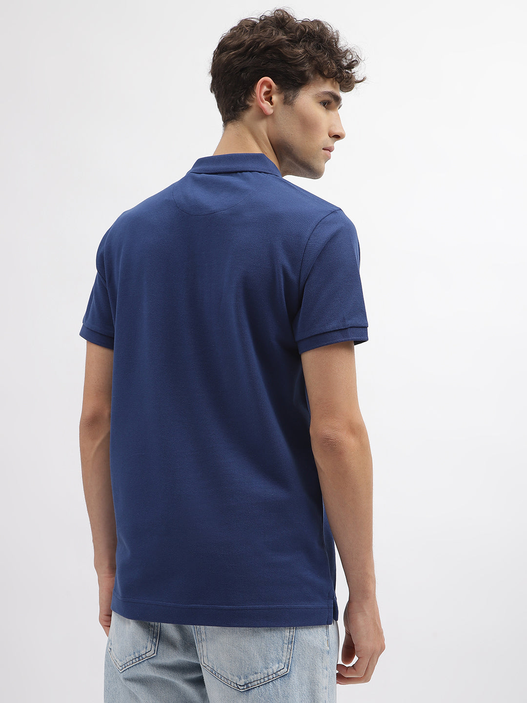 True Religion Men Blue Printed Polo Collar Short Sleeves T-Shirt