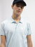 True Religion Men Blue Solid Polo Collar Short Sleeves T-Shirt