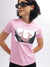 True Religion Women Pink Solid Round Neck Short Sleeves T-Shirt