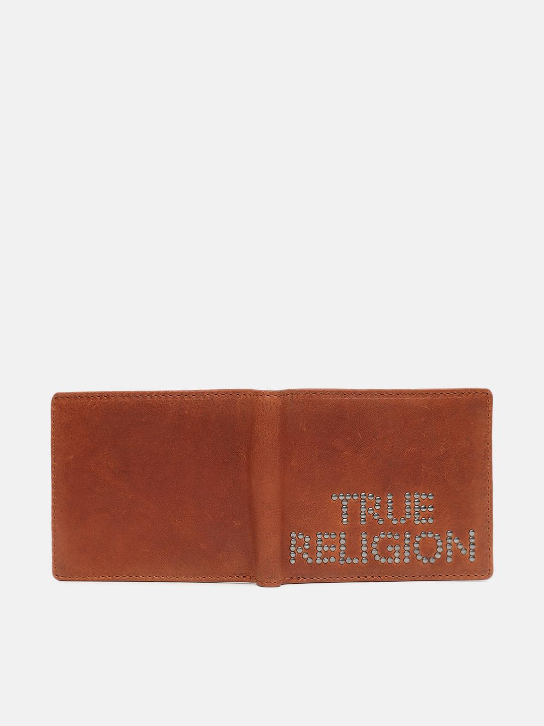 True Religion Men Brown Solid Bi-Fold Wallet
