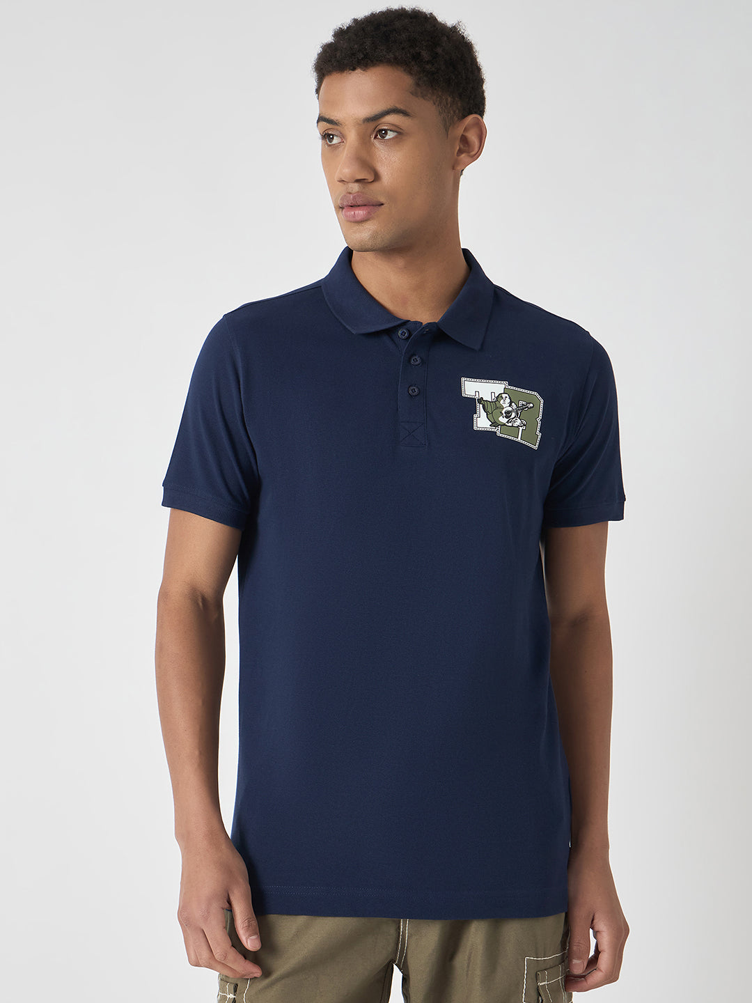 Shop True Religion Men Navy Blue Solid Polo Collar Short Sleeves