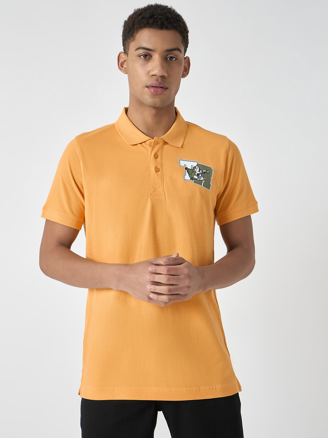 Shop True Religion Men Yellow Solid Polo Collar Short Sleeves Polo