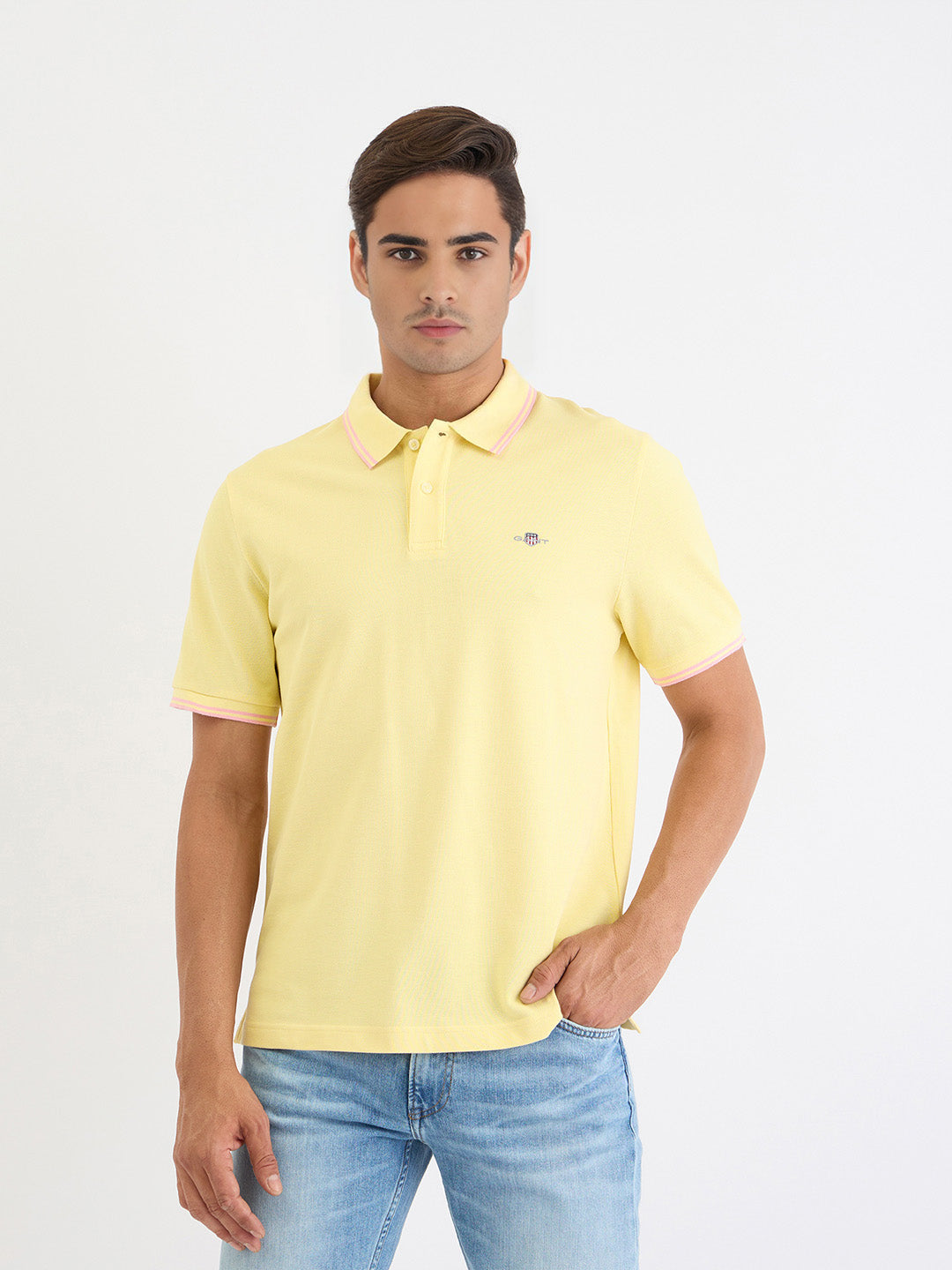 Gant Men Yellow Solid Polo Tshirt