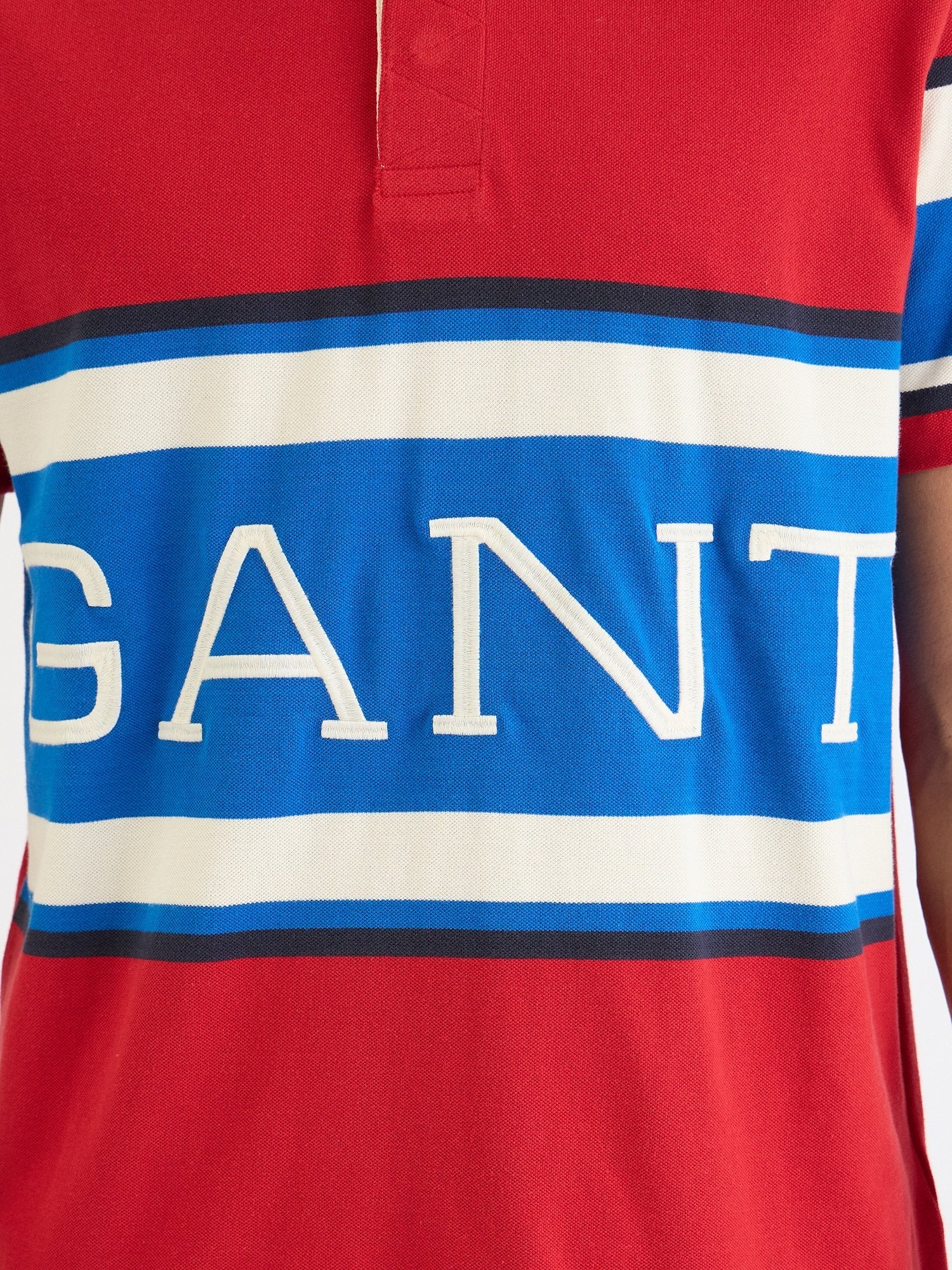 Gant Men Red Block Print Polo Tshirt