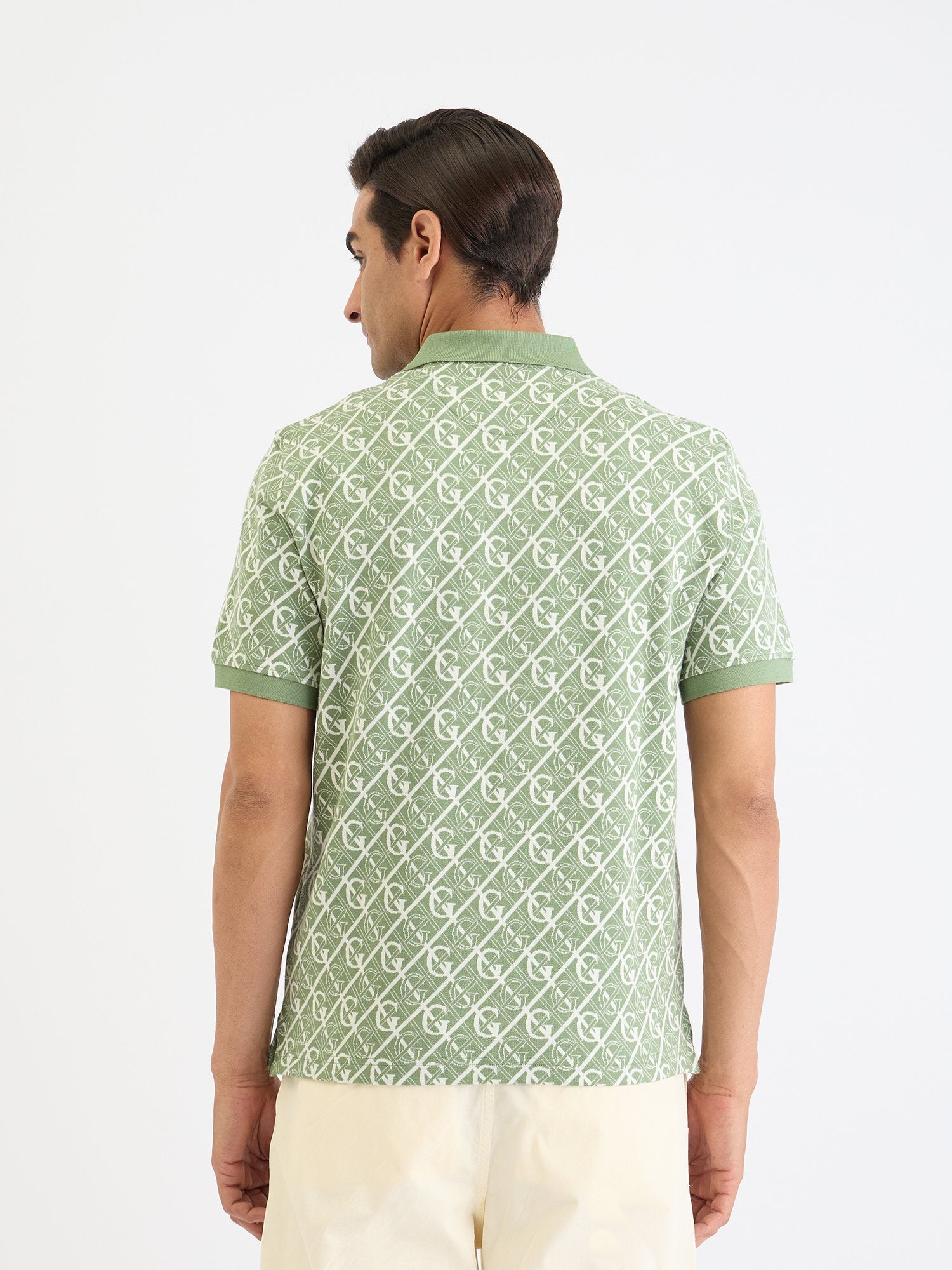 Gant Men Green Printed Polo Tshirt