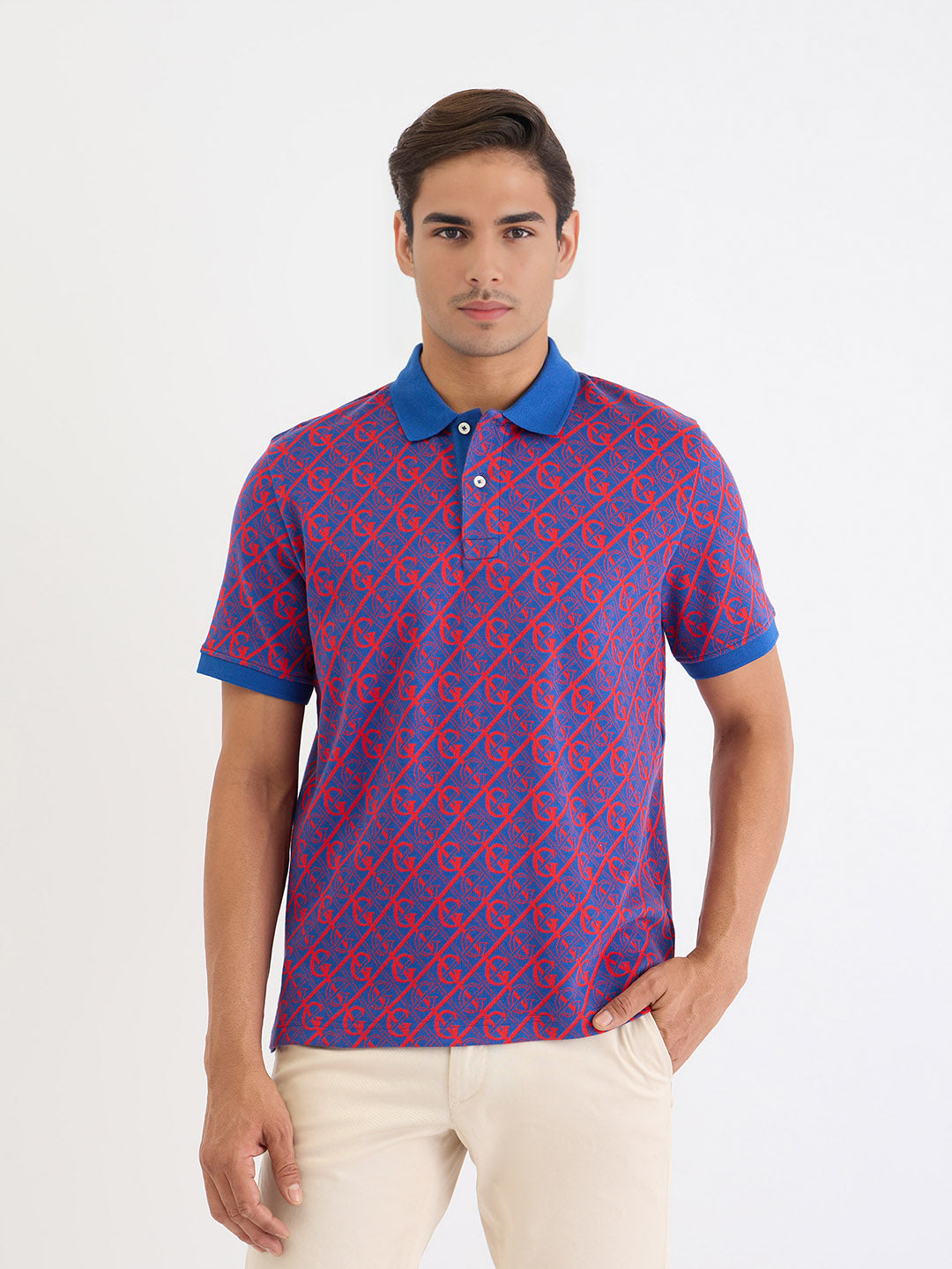Gant Men Blue Printed Polo Tshirt