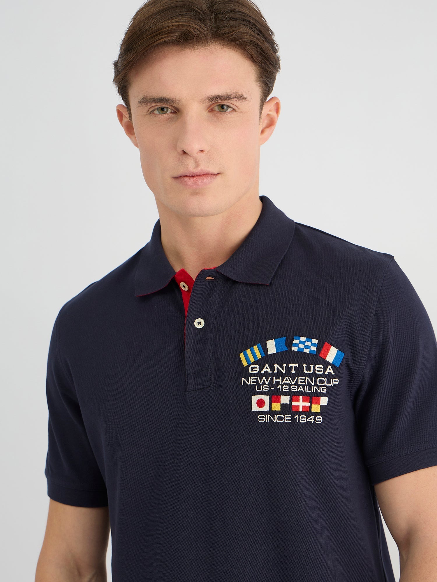 Gant Men Blue Regular Fit Solid Polo Tshirt