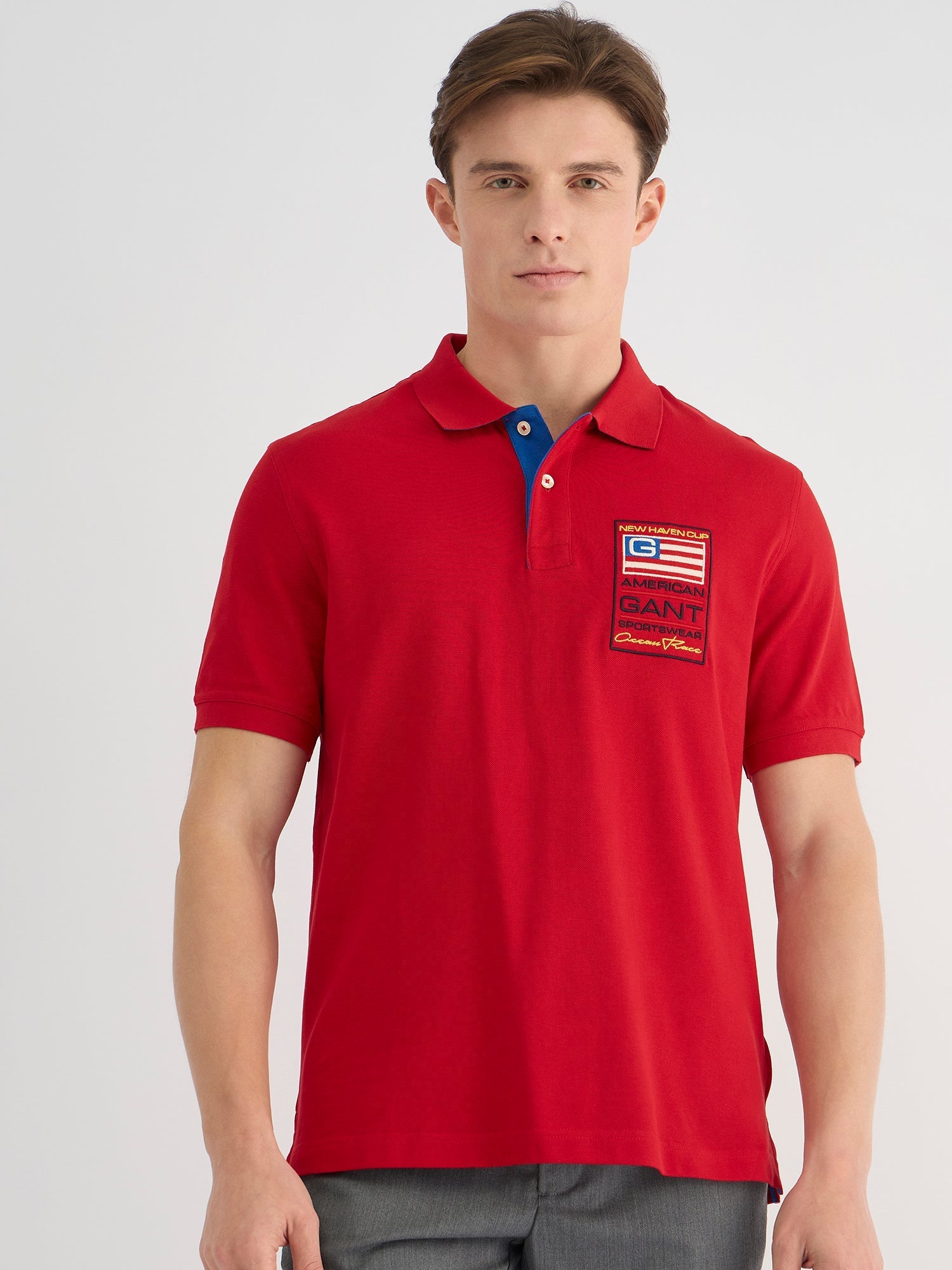 Gant Men Red Regular Fit Solid Polo Tshirt