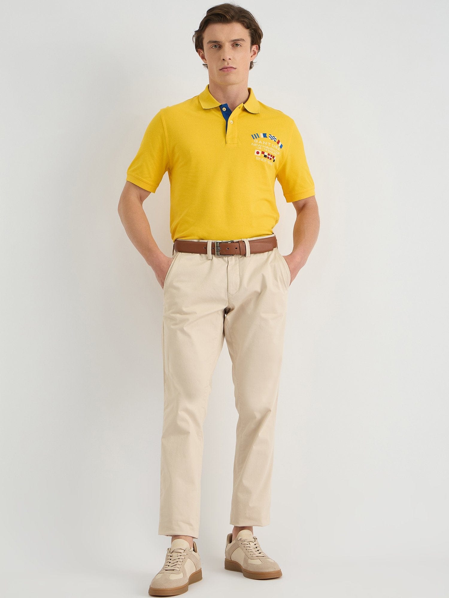 Gant Men Yellow Regular Fit Solid Polo Tshirt
