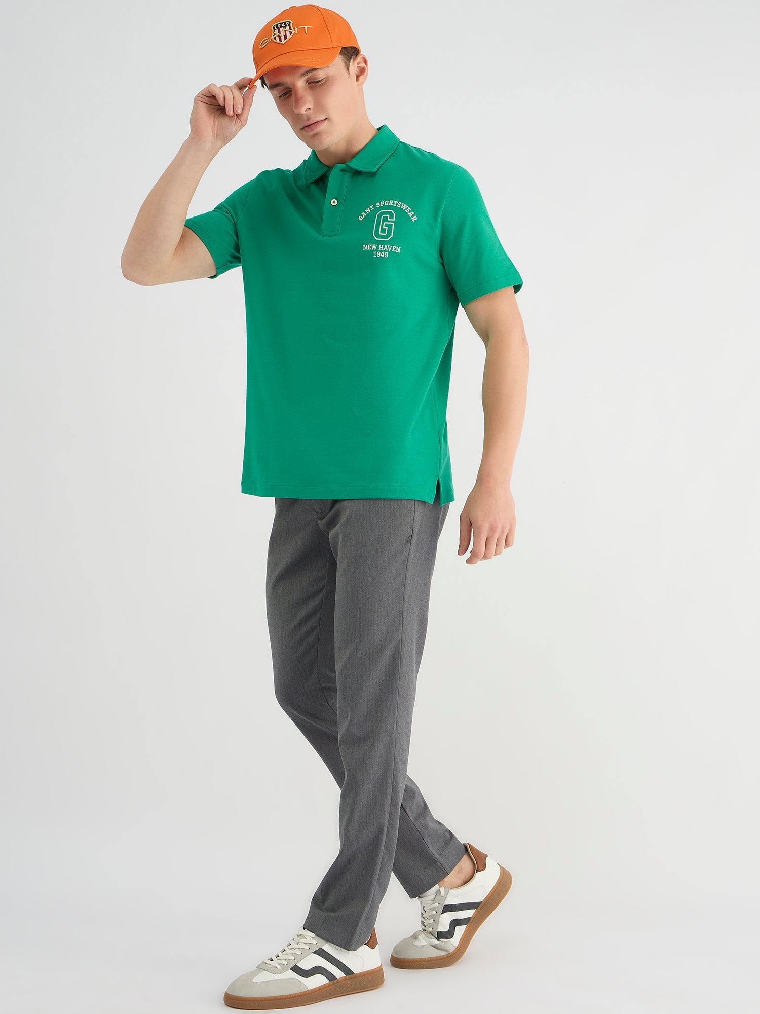 Gant Men Green Regular Fit Solid Polo Tshirt