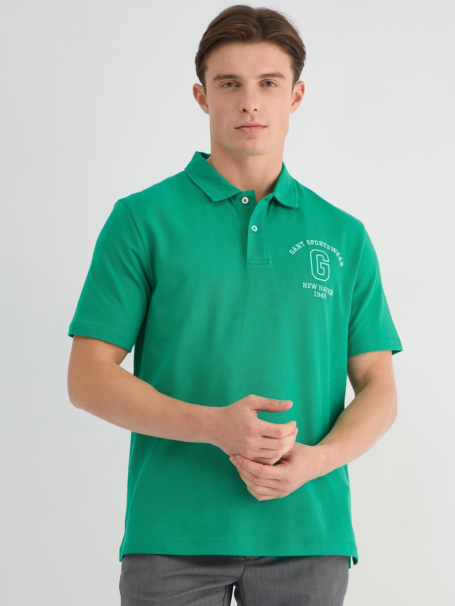Gant Men Green Regular Fit Solid Polo Tshirt