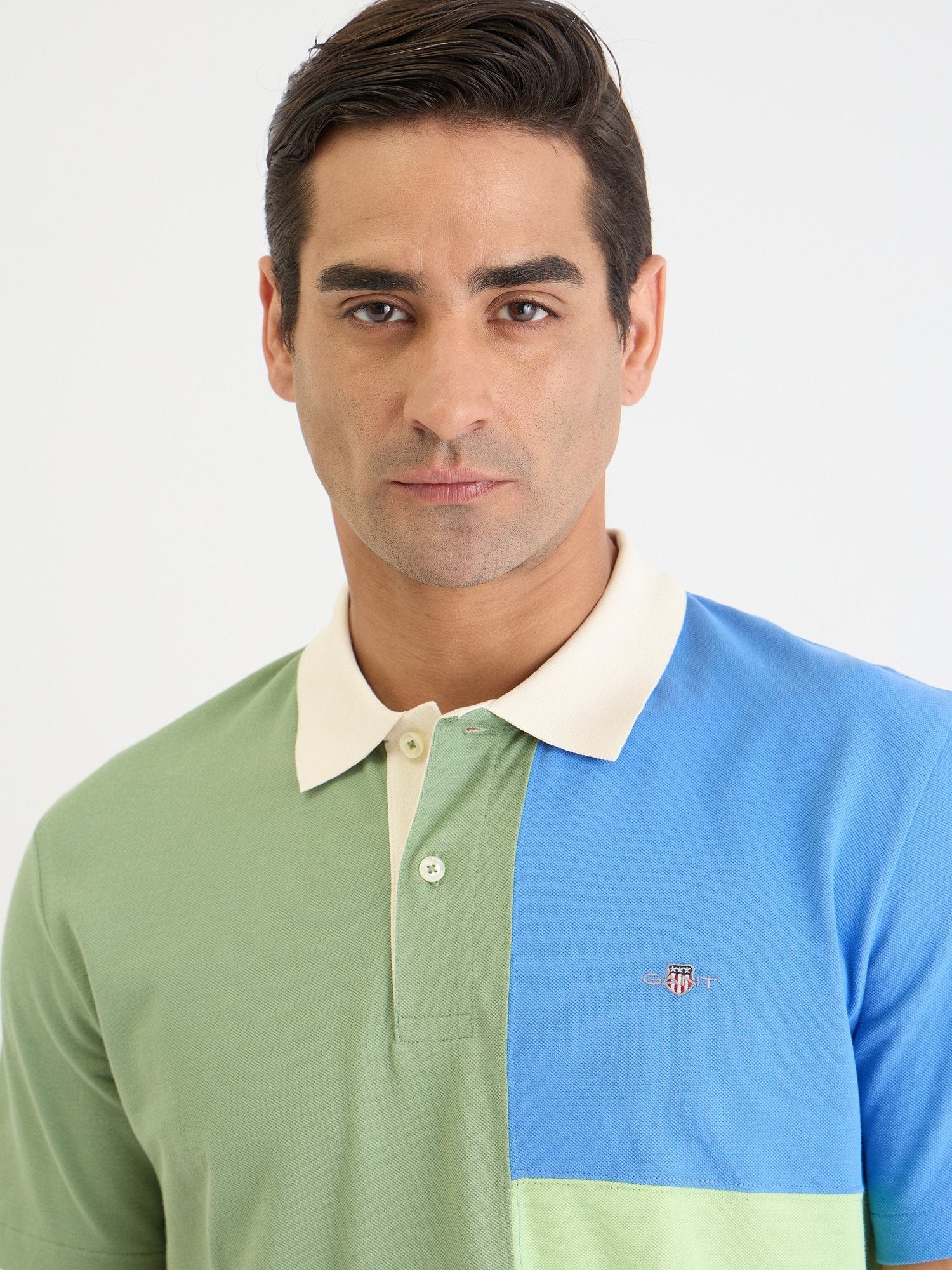 Gant Men Green Color Block Polo Tshirt