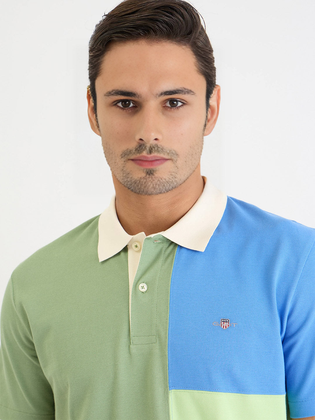 Gant Men Green Color Block Polo Tshirt