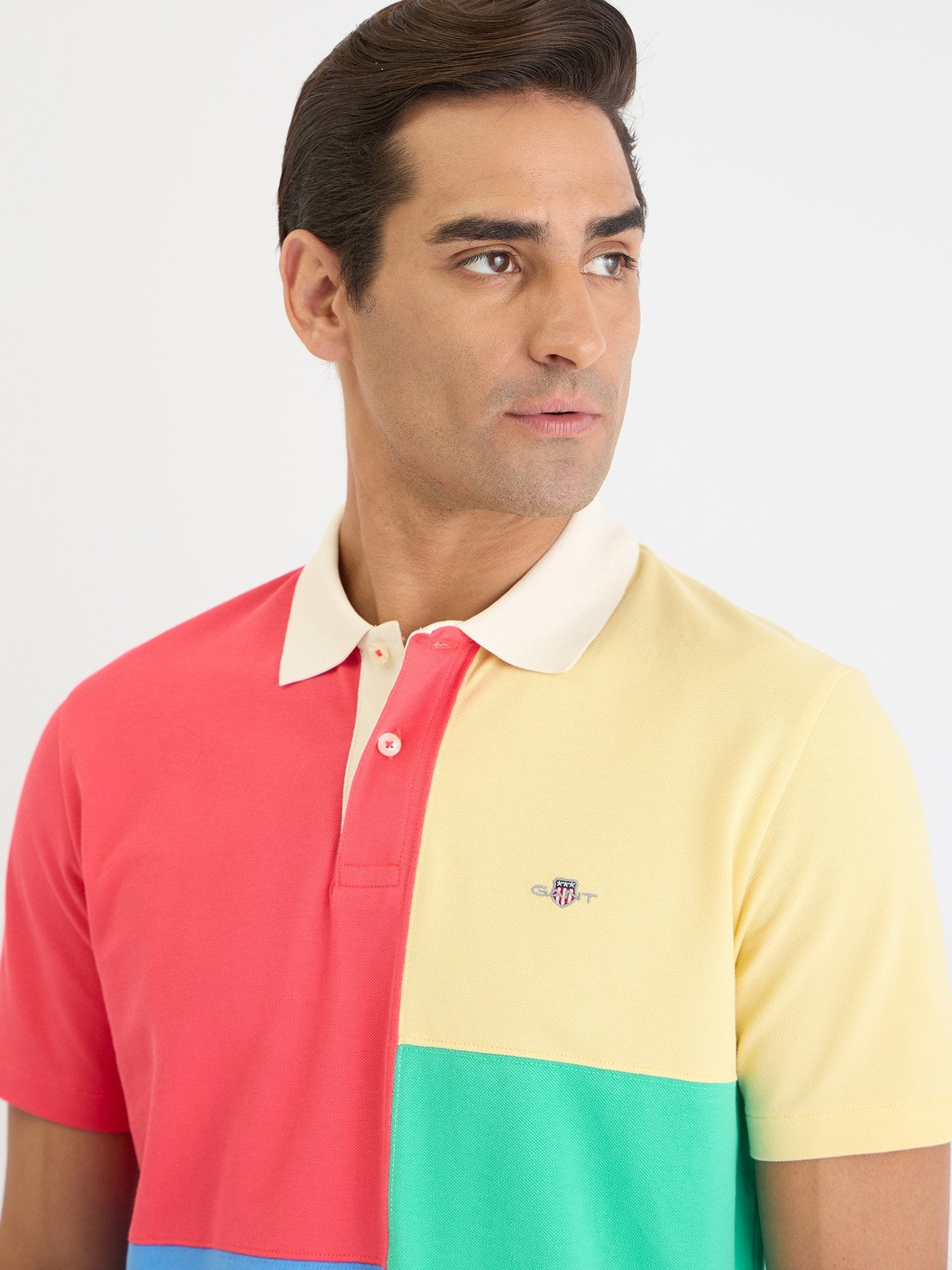 Gant Men Red Color Block Polo Tshirt