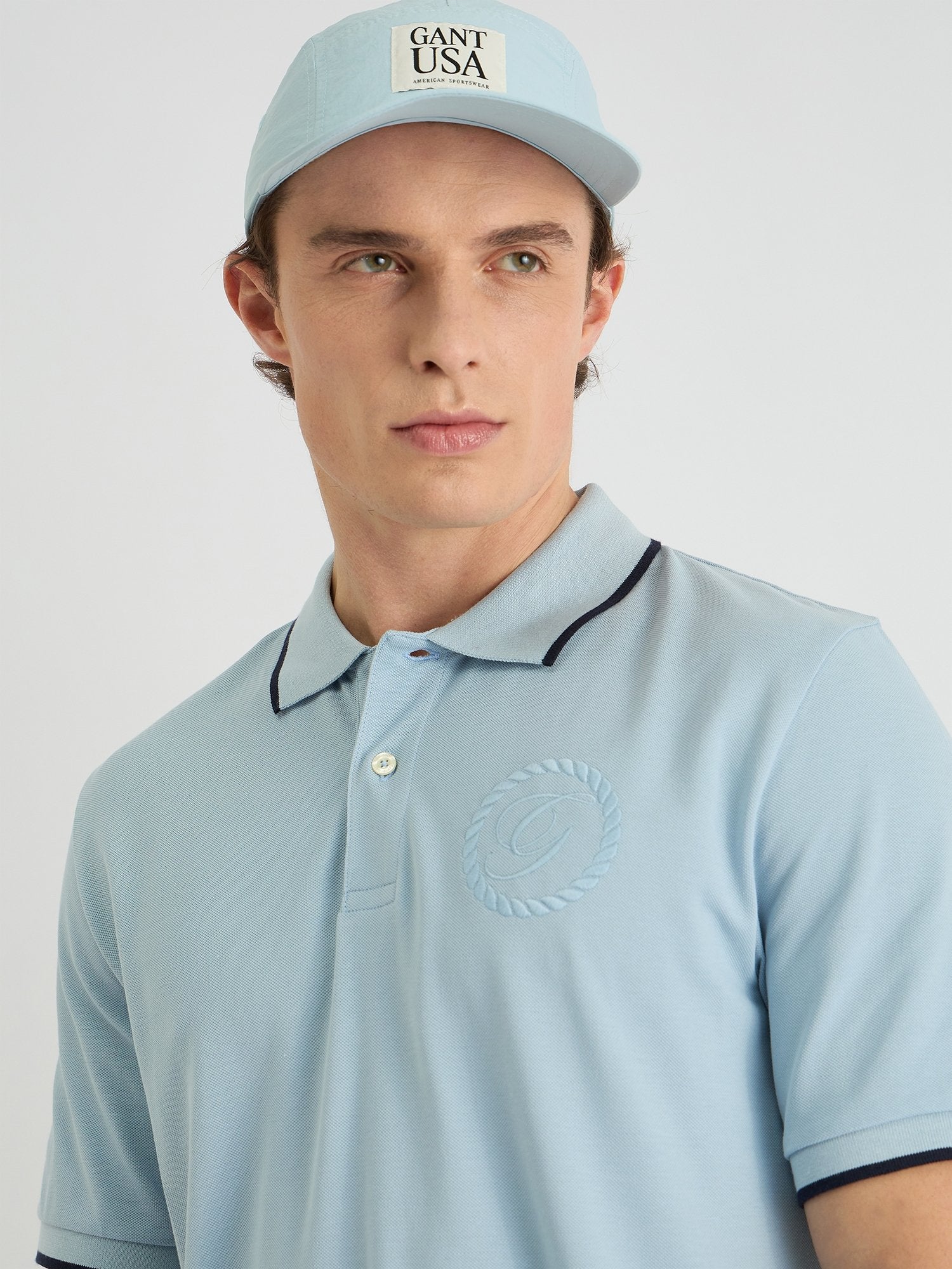 Gant Men Blue Regular Fit Solid Polo Tshirt