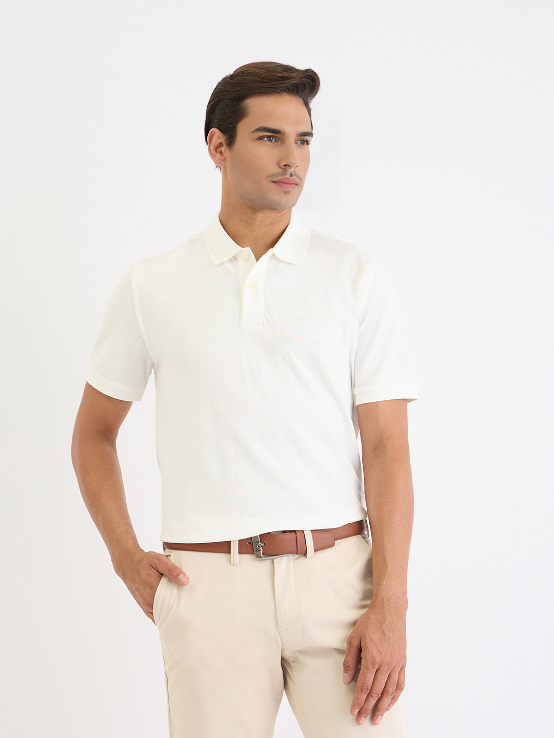 Gant Men White Solid Polo Tshirt