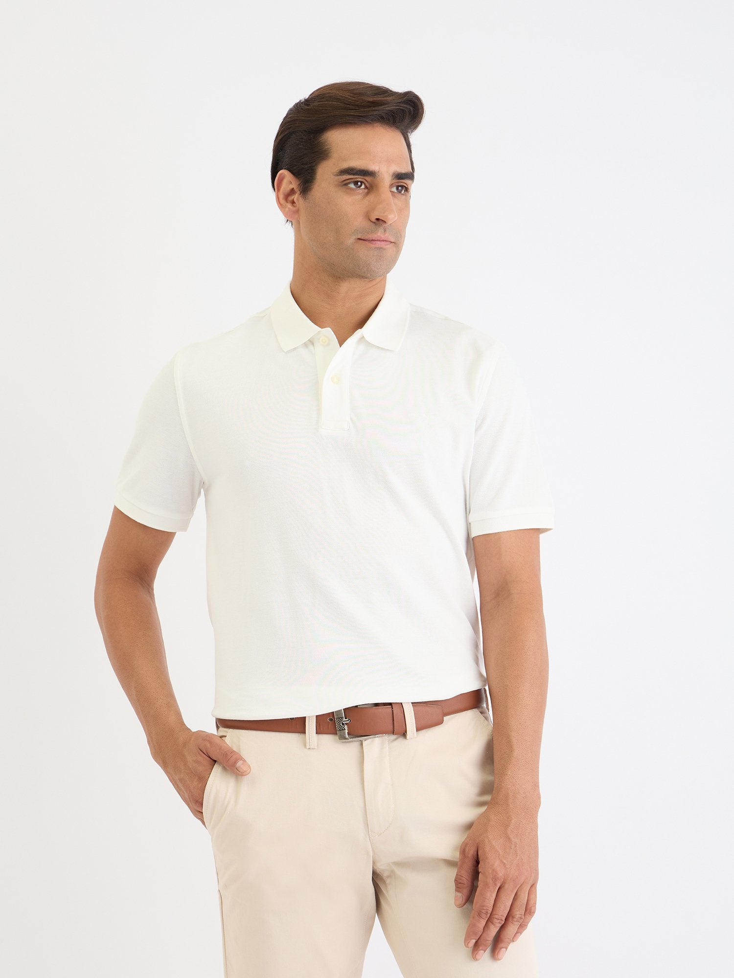 Gant Men White Solid Polo Tshirt